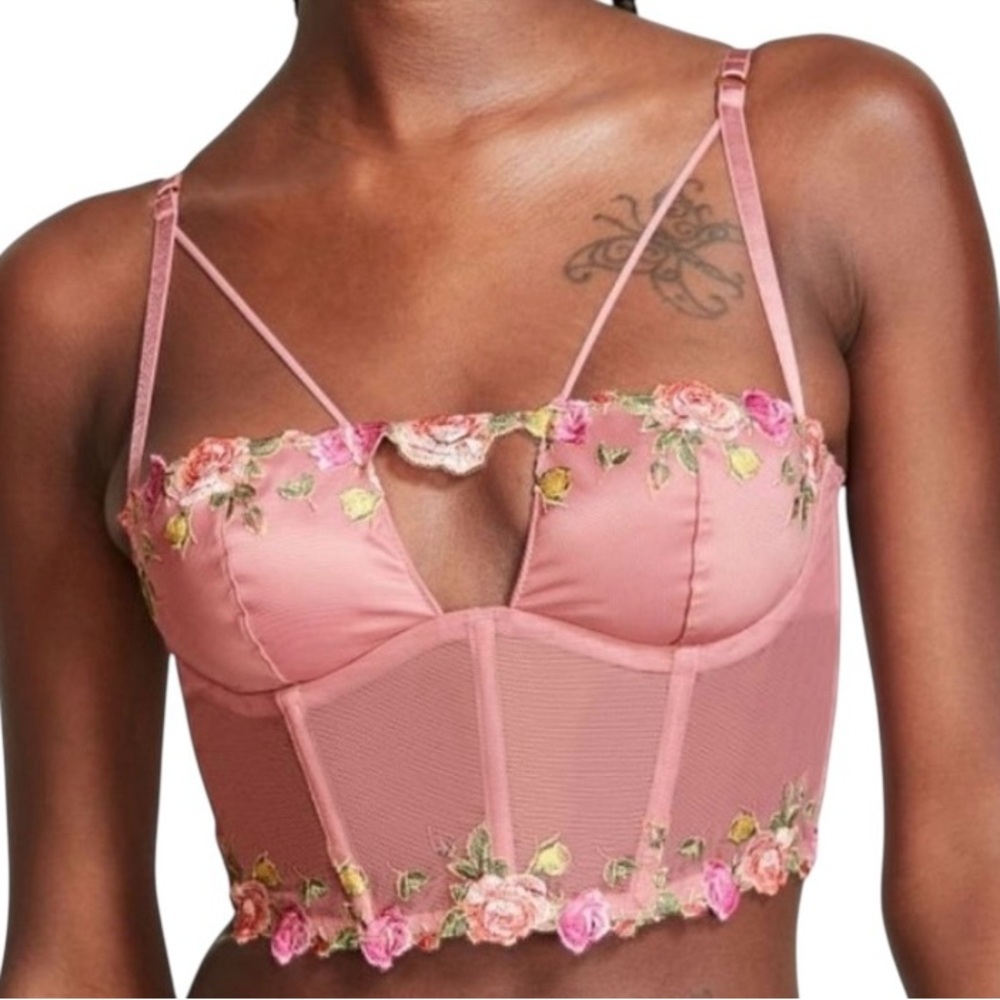 NEW VICTORIA’S SECRET Dream Angels Pretty Petals Corset Top Pink Roses M-DD